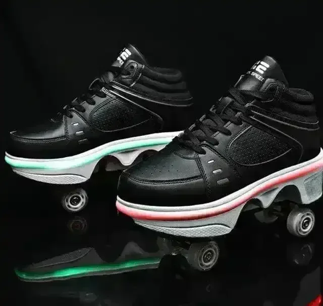 Flash LED Kick Speed Four-Wheel 2 in 1 Deformation Roller Skate Shoes - Image 6