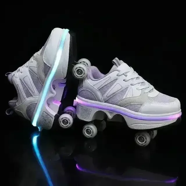 Flash LED Kick Speed Four-Wheel 2 in 1 Deformation Roller Skate Shoes - Image 7