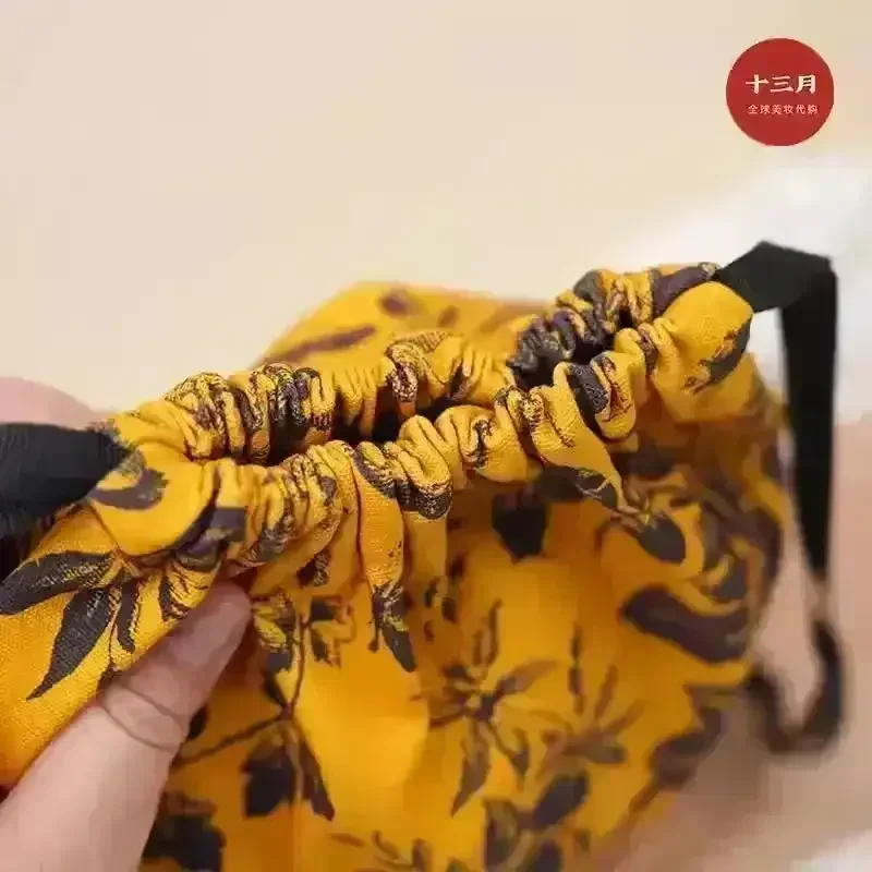 Floral Designer Drawstring Makeup Pouch - Image 4