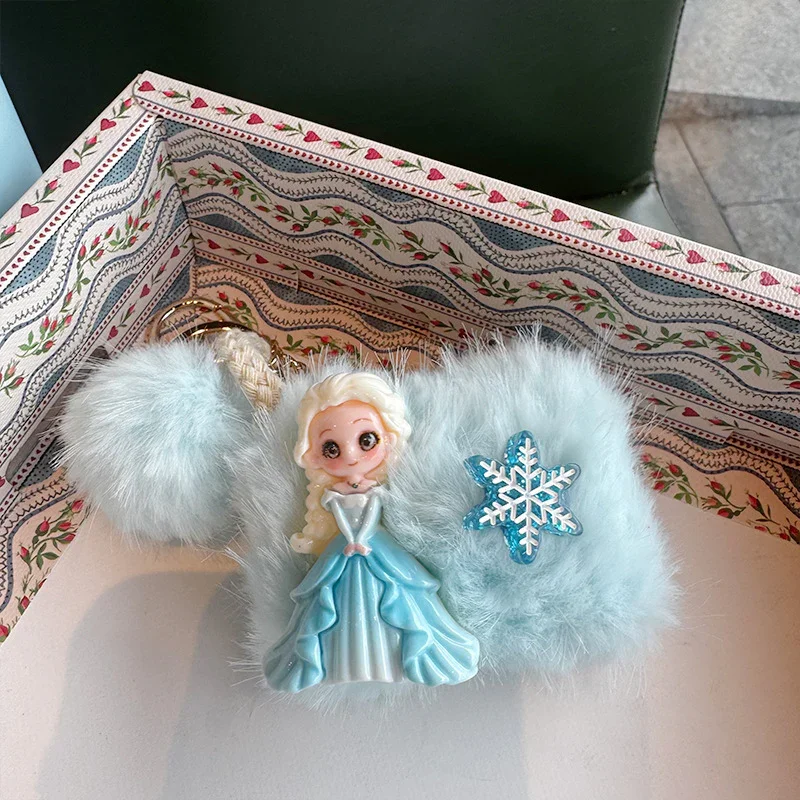 Fluffy Elsa Plush Charm Keychain - Image 3