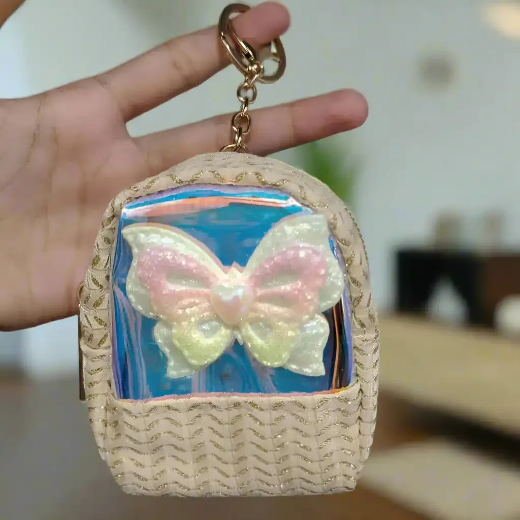 Fluttering Butterfly Coin Purse Keychain - Image 2