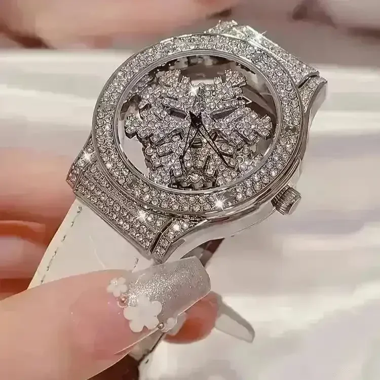 Frozen Rhinestone Rotating Watch - Image 5
