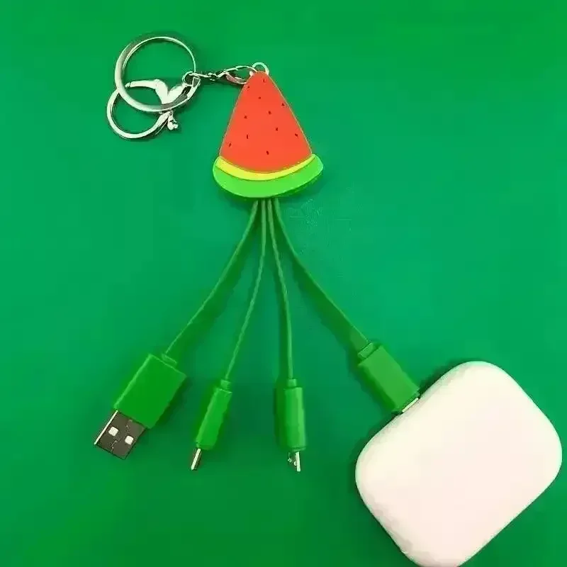 Fruit Shaped Mini 3-in-1 Charging Cable Keychain - Image 5
