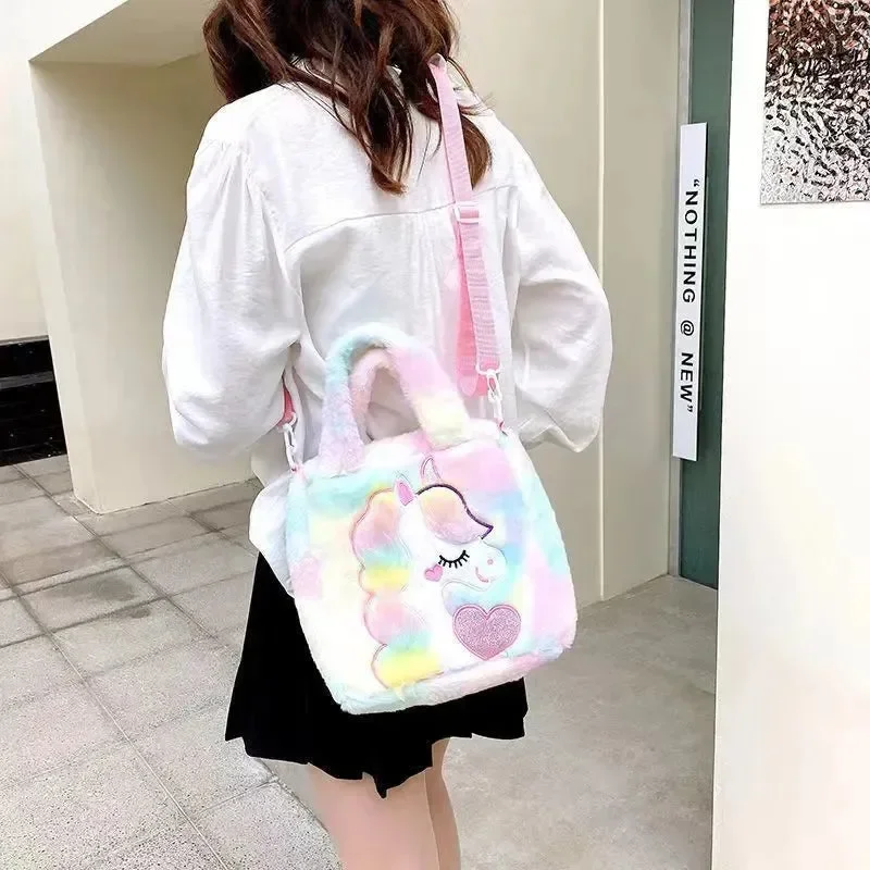 Fur Unicorn Cross Body Shoulder Hand Bag - Image 2