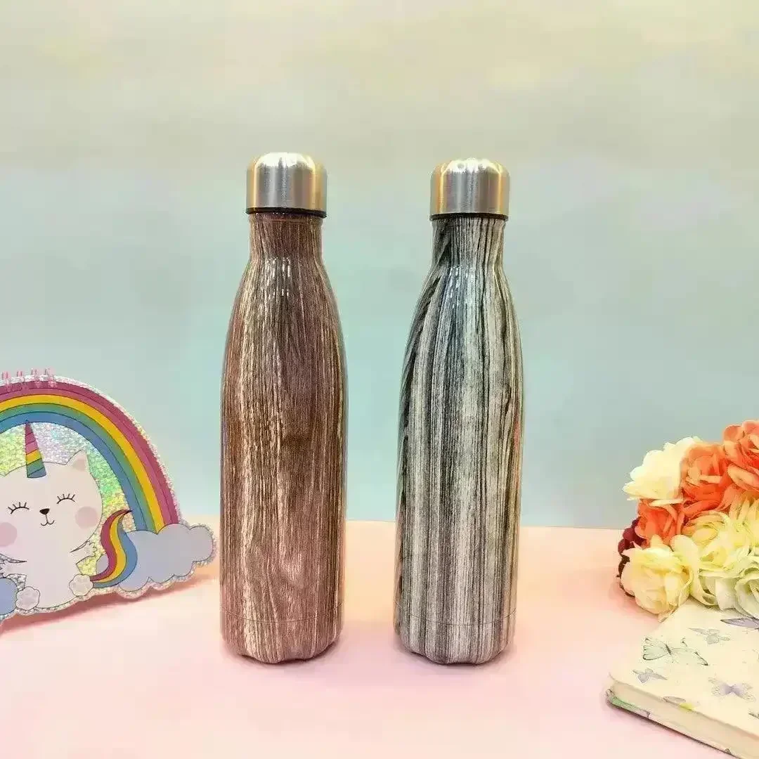 Glossy Wood Print Cola Metal Water Bottle (500 ml) - Image 3