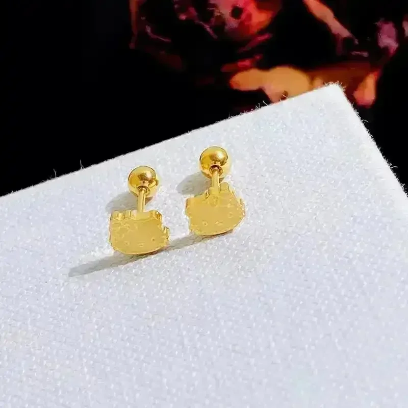 Golden Hello Kitty Earrings - Image 5