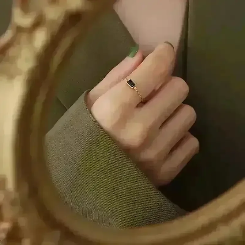 Golden Zirconia Chain Ring - Image 2