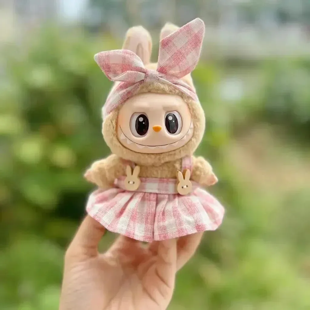 Handmade Labubu Plaid Pink Green Dress - Image 5