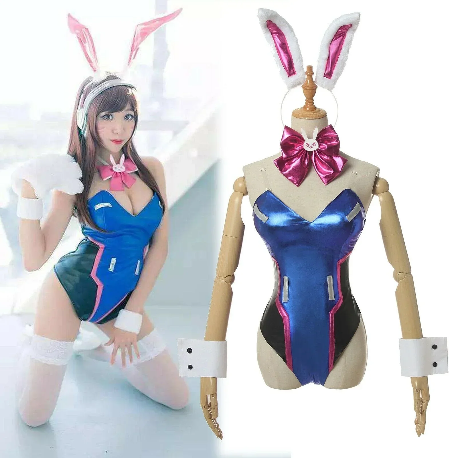 Holographic D.Va Gamer Bunny Cosplay Set