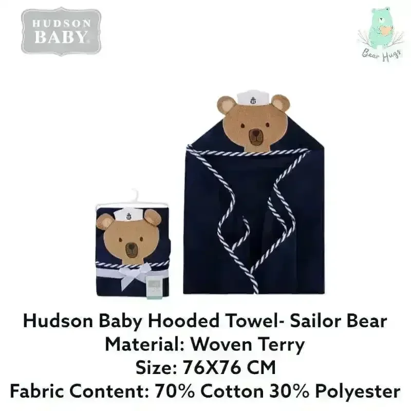 Hudson Baby Hooded Towel (Sailor Bear) - Image 3