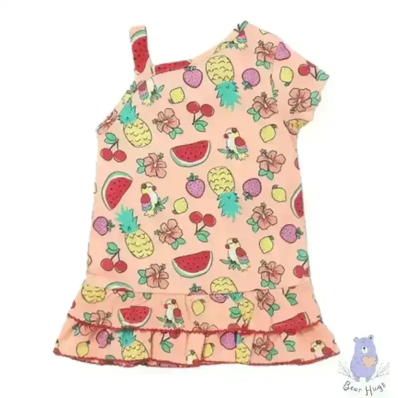Kids Fruit Print One-Shoulder Shift Dress