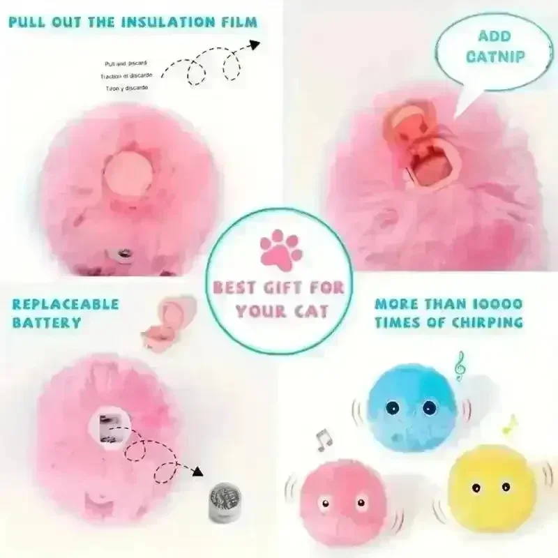 Interactive Chirping Cat Toy Balls - Image 3