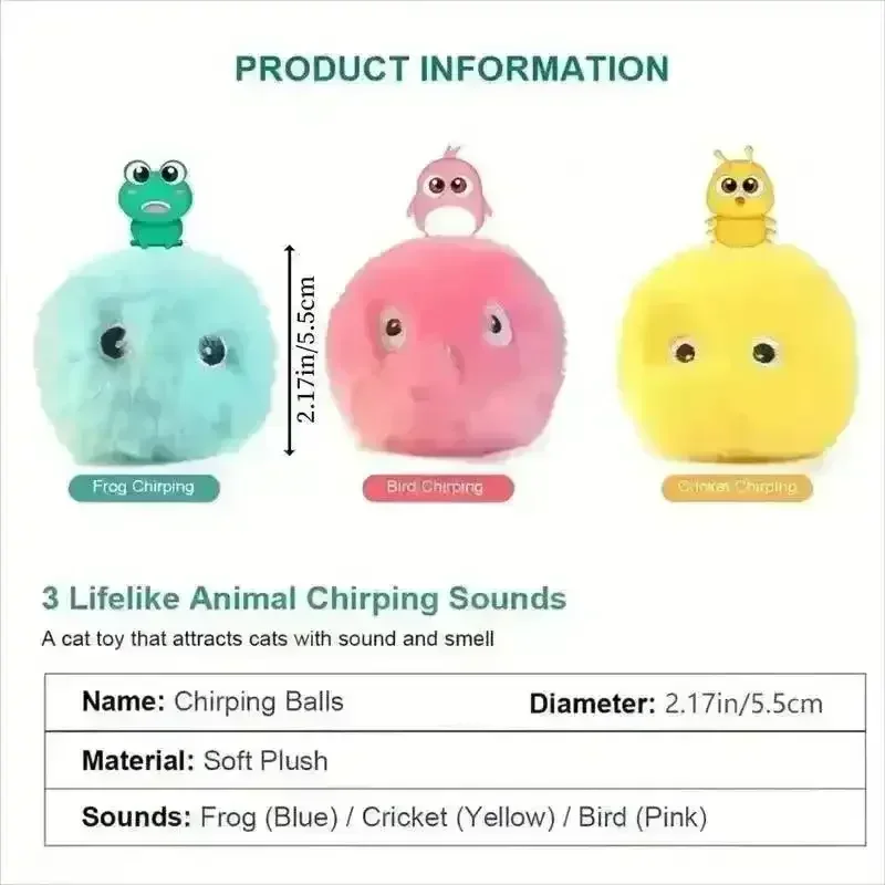 Interactive Chirping Cat Toy Balls - Image 8