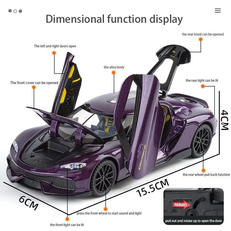Koenigsegg Gemera 1:32 Die-Cast Sports Car - Image 7