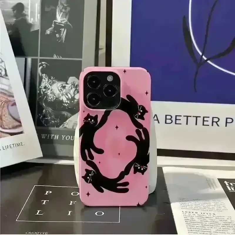 Korean INS Cartoon Dancing Cat Phone Case (For iPhones) - Image 2
