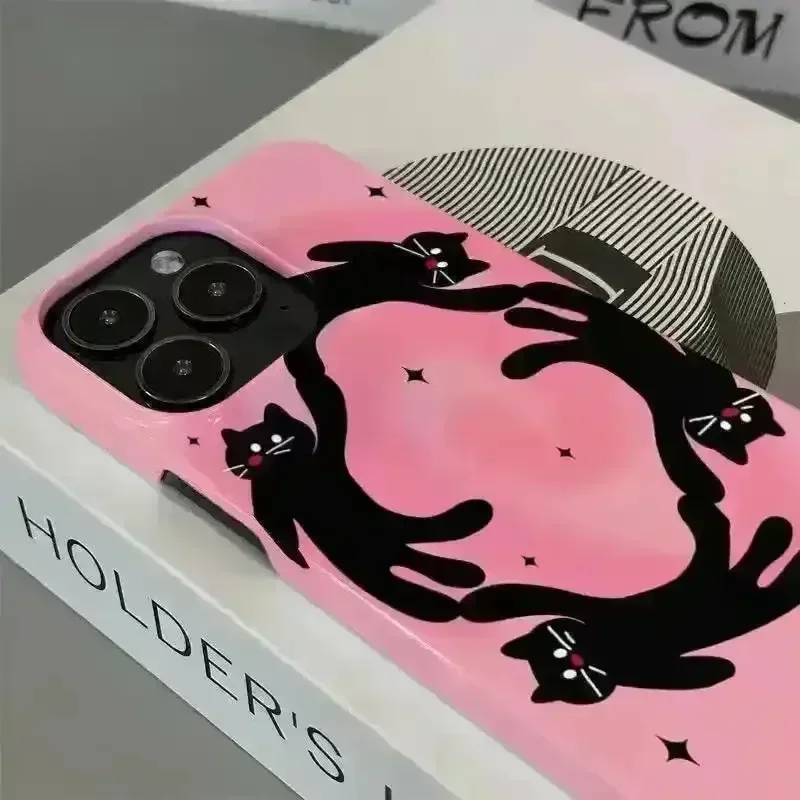 Korean INS Cartoon Dancing Cat Phone Case (For iPhones) - Image 3