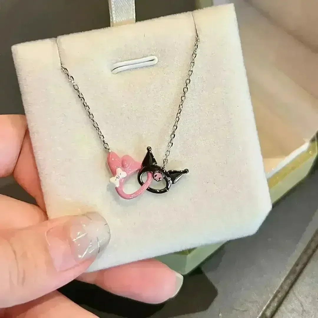 Kuromi and My Melody Double Interlocking Necklace