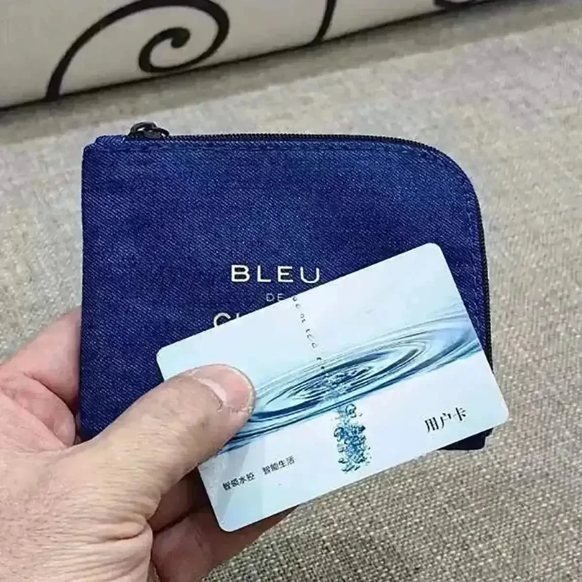 Luxe Blue Denim Coin & Card Purse - Image 4