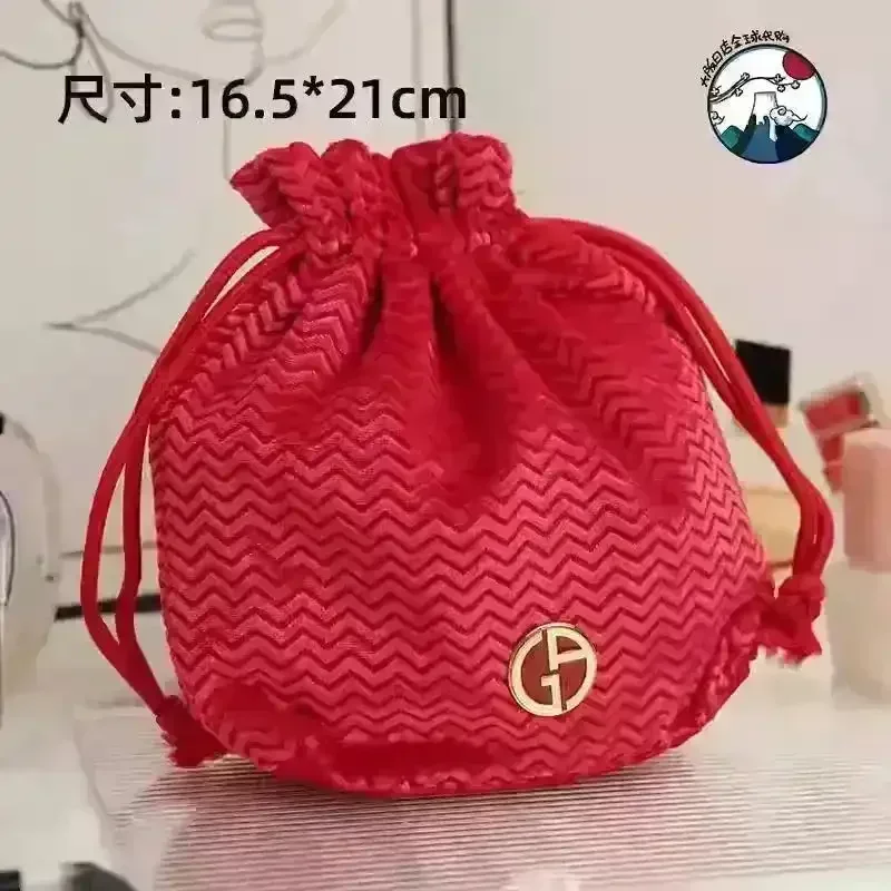Luxury Designer Black & Red Drawstring Bag - Image 7