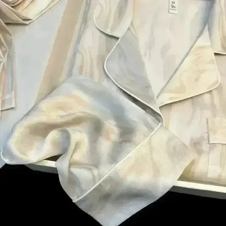 Luxury Designer Ice Silk Night Suit - Image 13