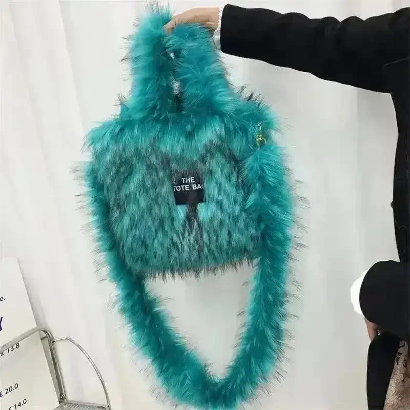 Luxury Faux Fur Gradient Tote Bag - Image 10