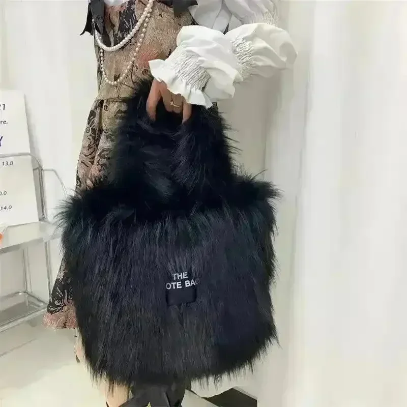 Luxury Faux Fur Gradient Tote Bag - Image 12