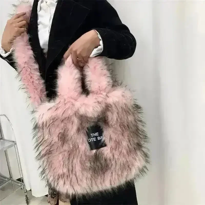 Luxury Faux Fur Gradient Tote Bag - Image 13
