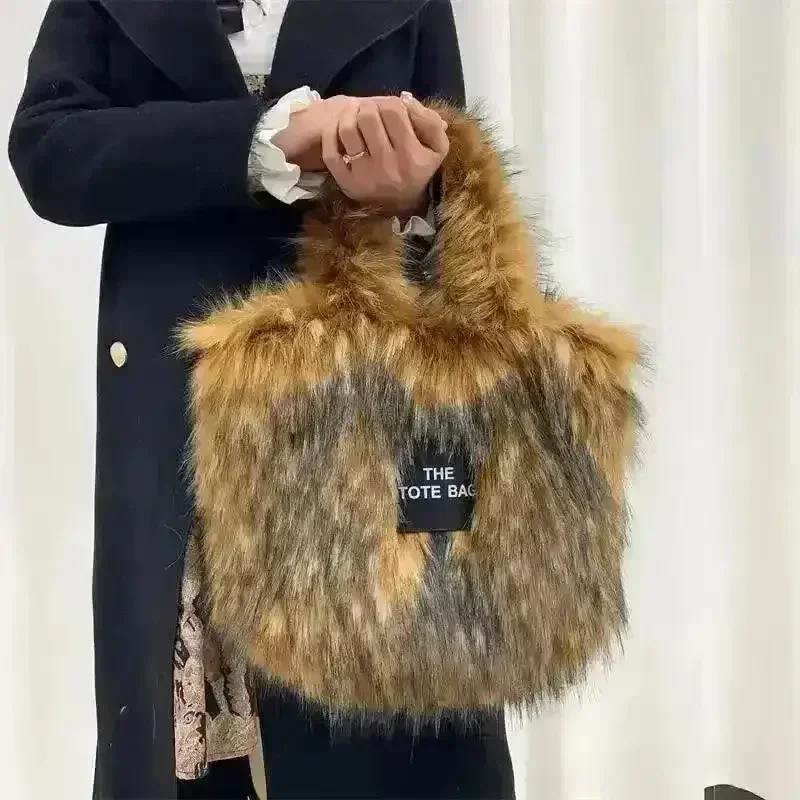 Luxury Faux Fur Gradient Tote Bag - Image 15