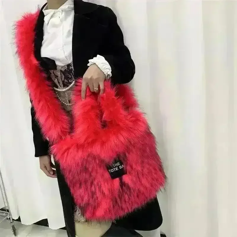 Luxury Faux Fur Gradient Tote Bag - Image 9