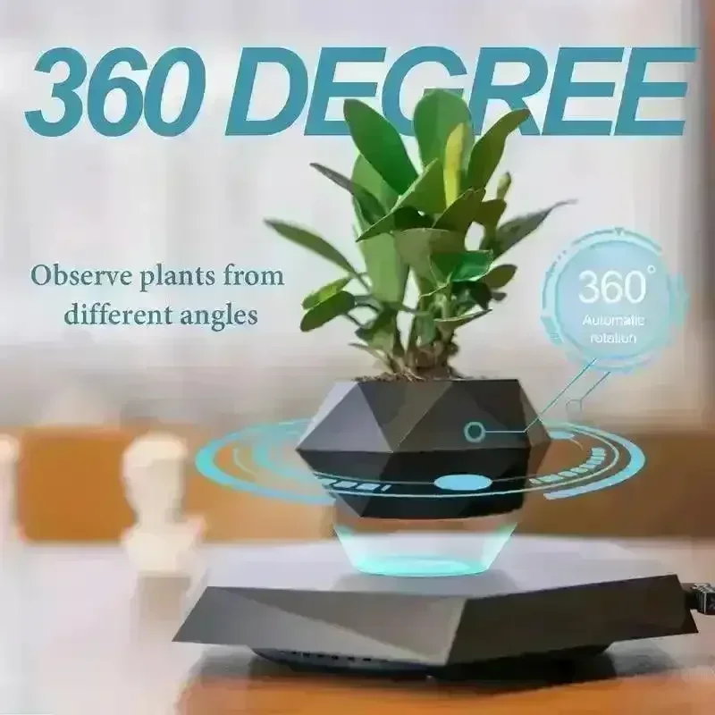 Magnetic Levitating Mini Rotating Flower Pot - Image 5