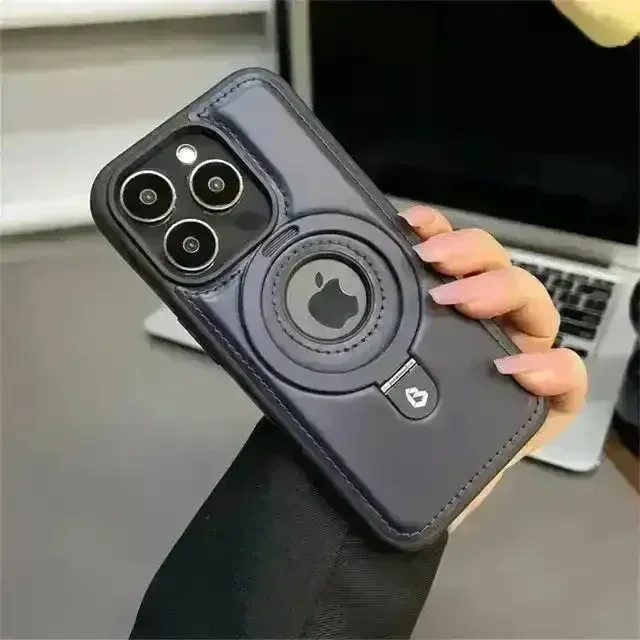 Magnetic Stand Ring Leather Case (For iPhones) - Image 6