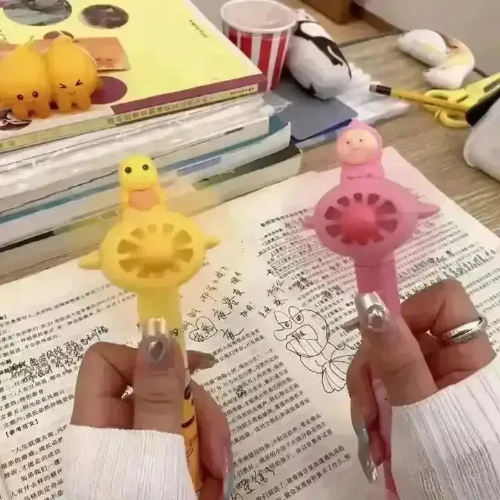 Milk Dragon Kawaii Handheld Fan Pen - Image 3