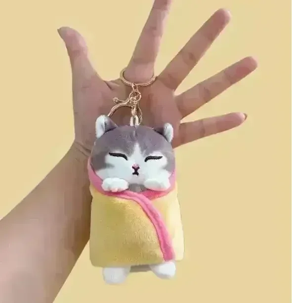 Cat Wrapped Quilt Plush Keychain - Image 6