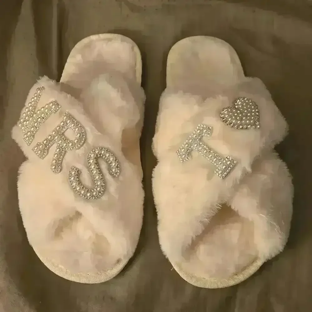 Mrs. Heart Customised Letter Plush Sandals - Image 18