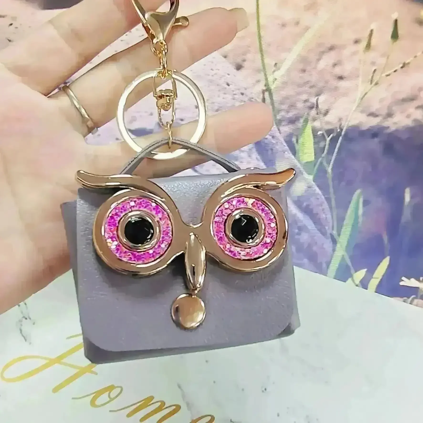 Owl Eye Leather Coin Purse Keychain - Image 7