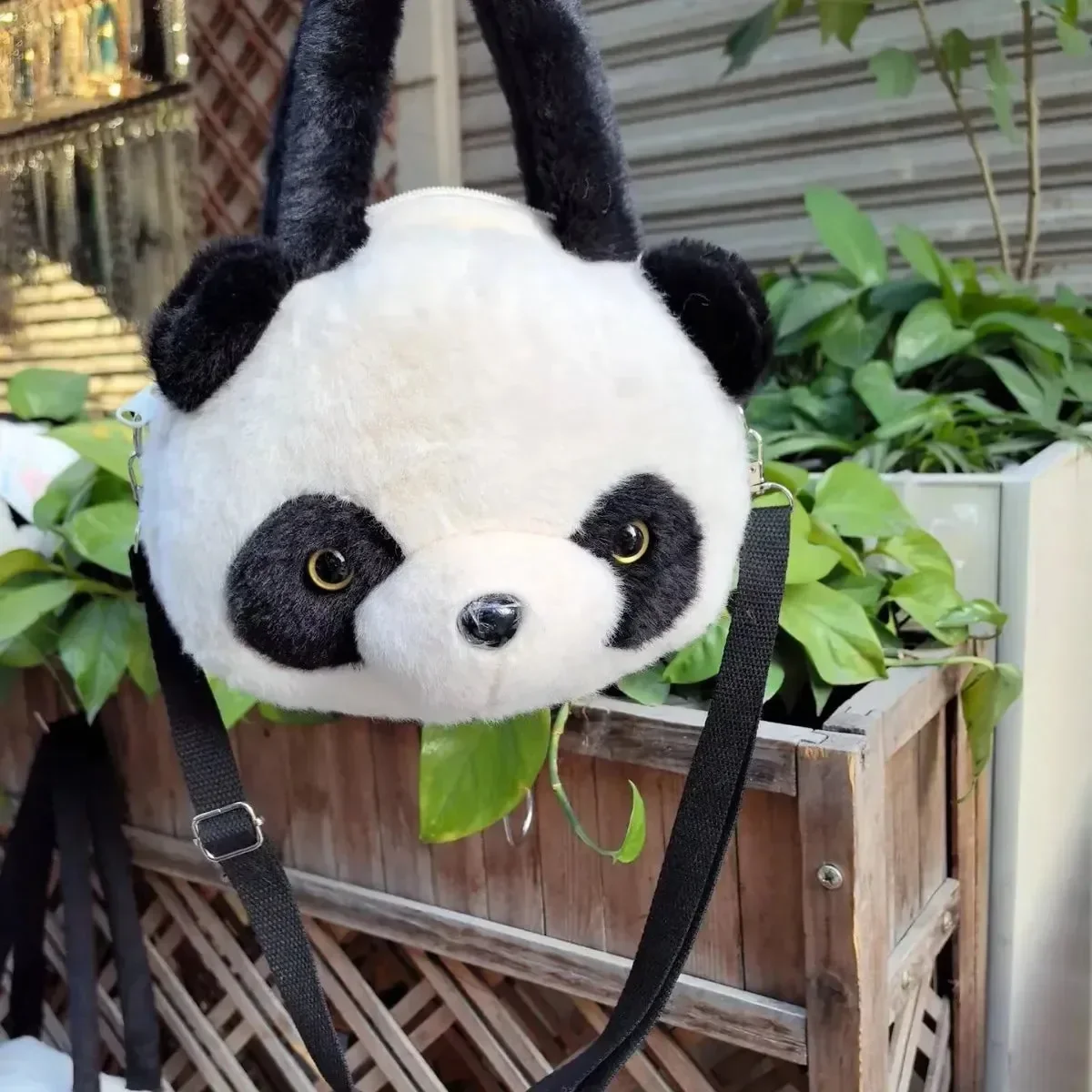 Panda Face Plush Crossbody Bag - Image 3