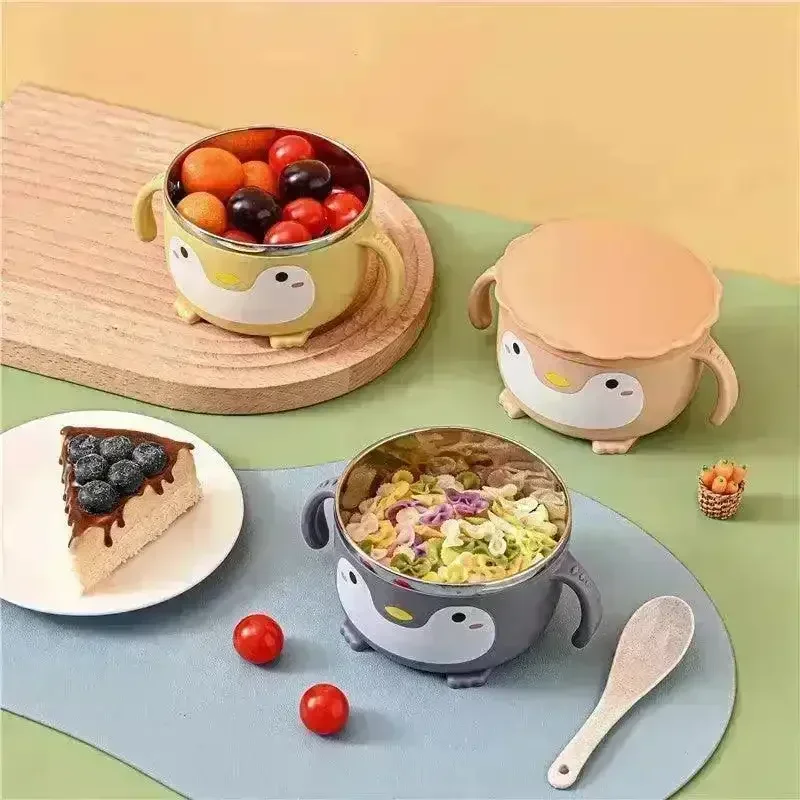 Premium Penguin Kids Feeding Bowl with Spoon - Image 2