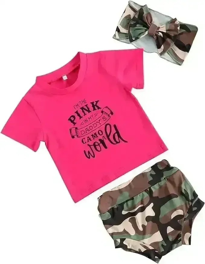 Pink in my Dad's Camo World T-shirt and Shorts Set