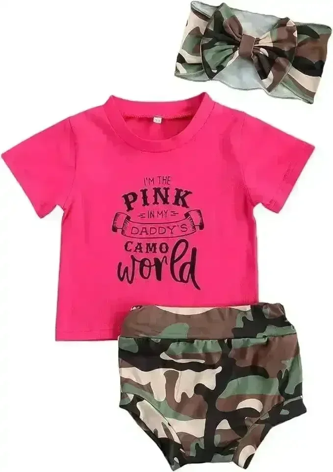 Pink in my Dad's Camo World T-shirt and Shorts Set - Image 2