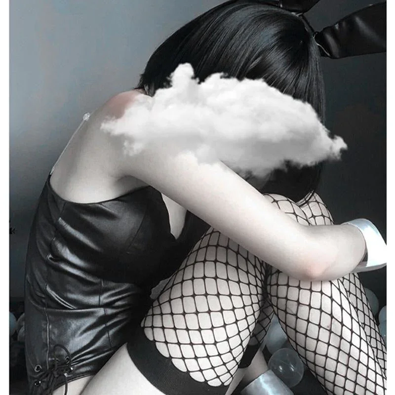 Playful Black Bunny Girl Cosplay - Image 13