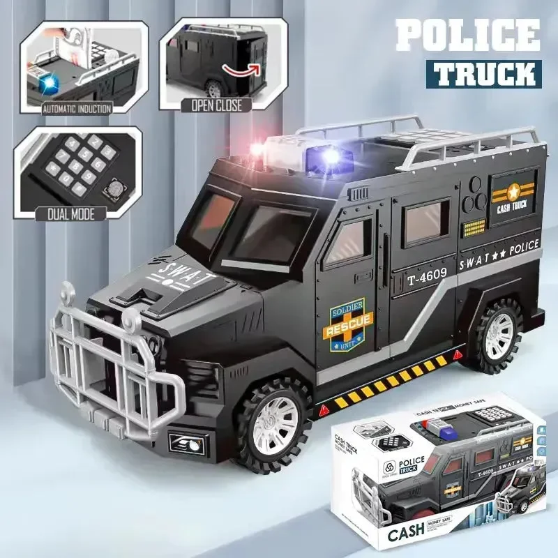 Playful Police Truck Piggy Bank