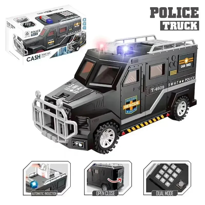 Playful Police Truck Piggy Bank - Image 3