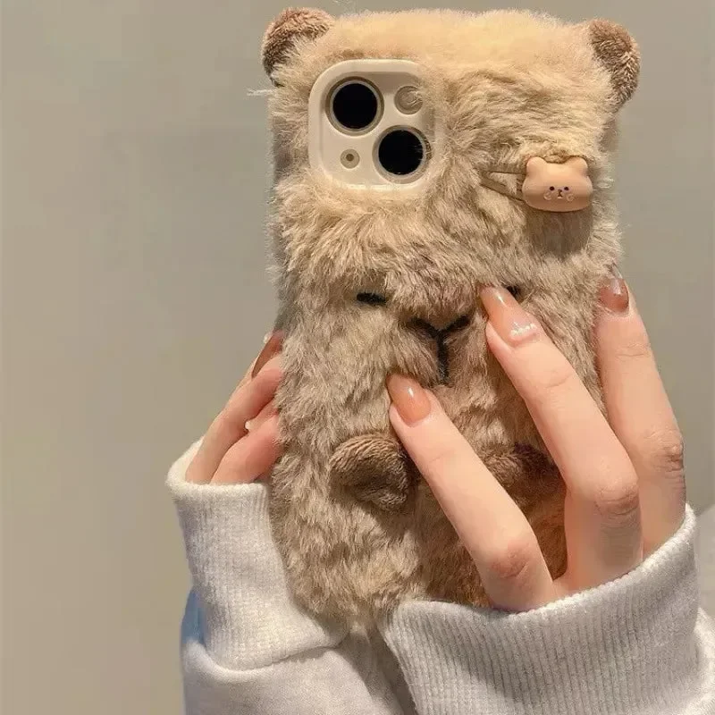 Plush Velvet Capybara Case (For iPhones)