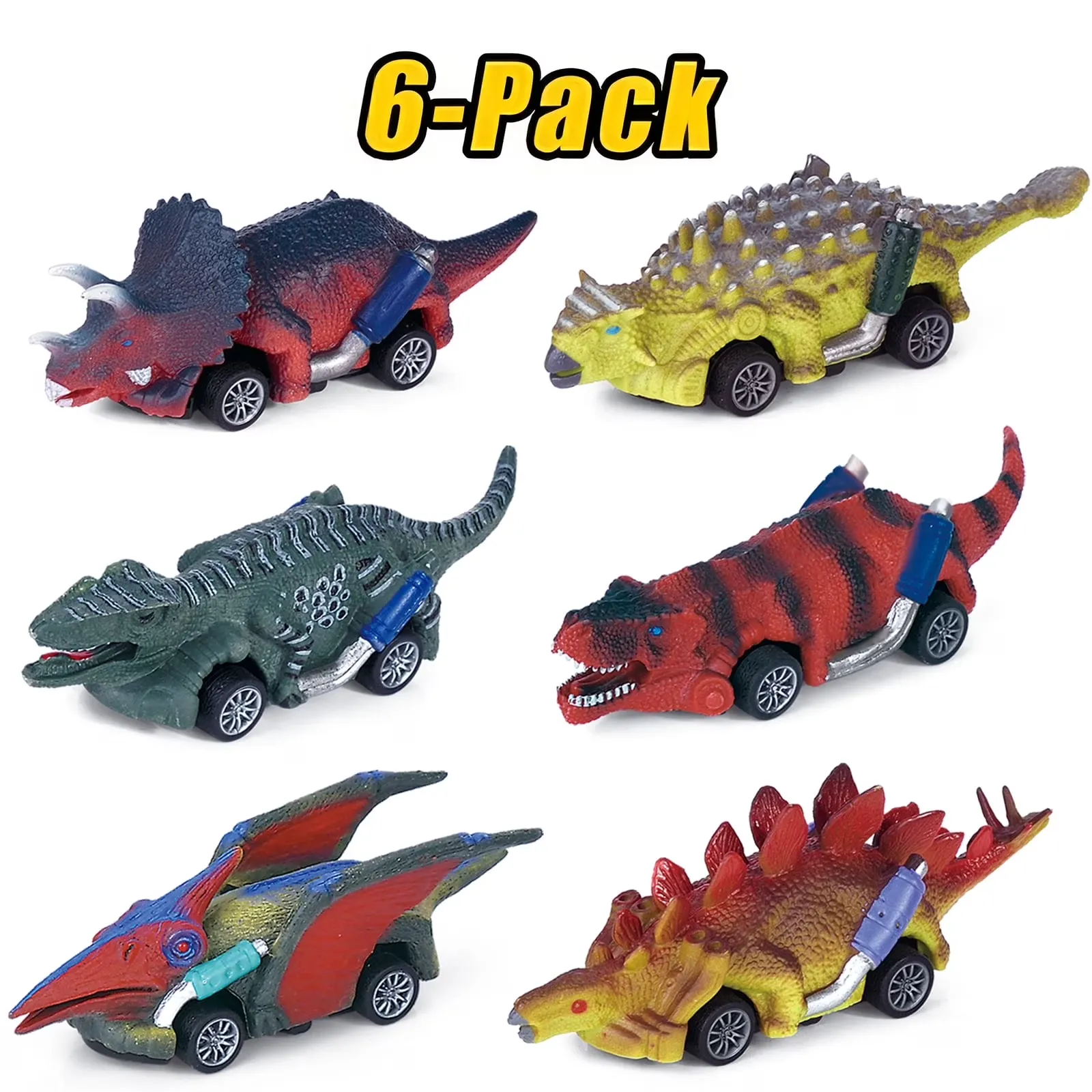 Prehistoric Dinosaur Pull Back Cars (Set of 6) - Image 2