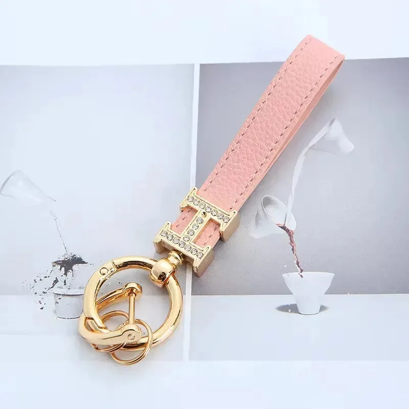 Premium H Pattern Leather Keychain - Image 3