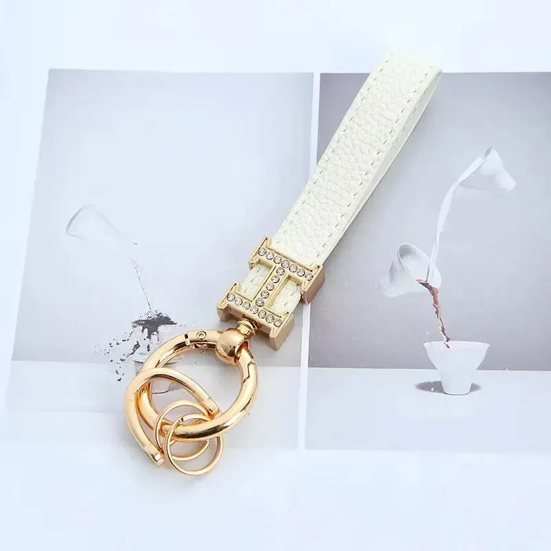 Premium H Pattern Leather Keychain - Image 6