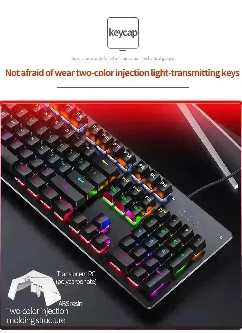 Premium Mechanical LED Backlit 104 Keys Keyboard - Image 13