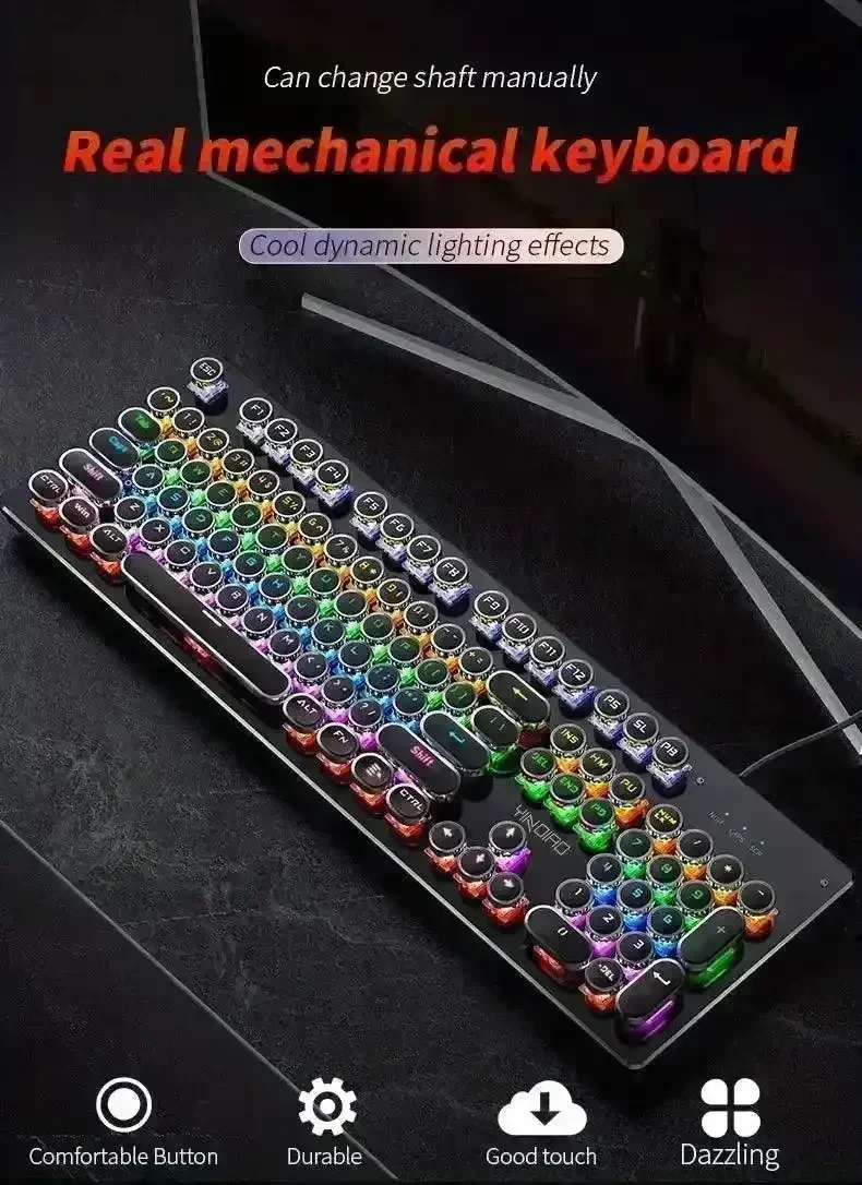 Premium Mechanical LED Backlit 104 Keys Keyboard - Image 14