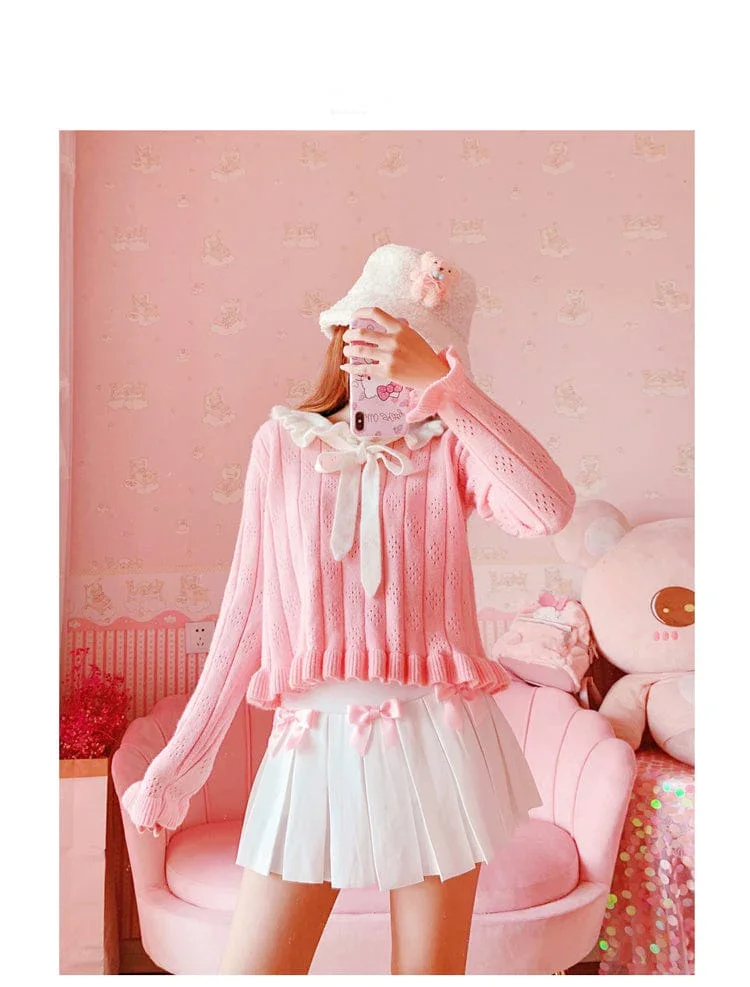 Princess Pleats White Bow Skirt - Image 8