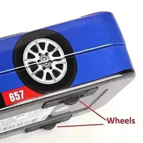 Racing Car Metal Pencil Box with Movable Wheels and Seats - Image 10